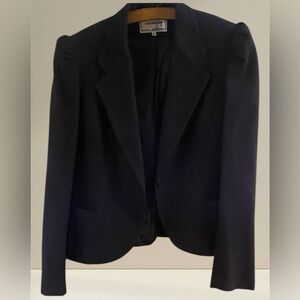 Vintage 80s Women's Black wool blend Blazer size 14 office siren